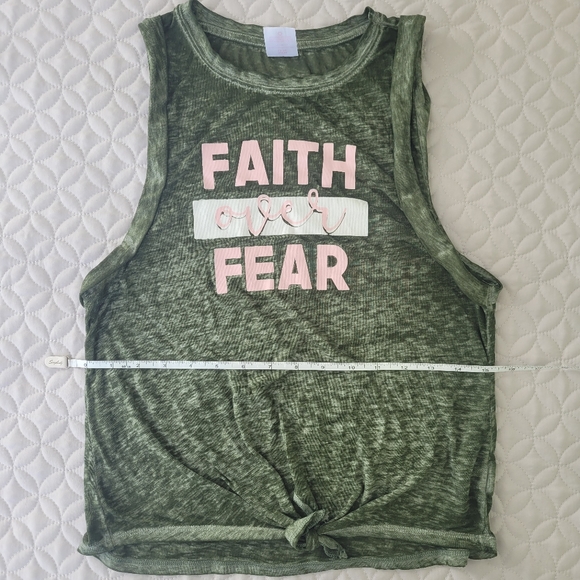 Green Faith Over Fear Tank Top - Picture 7 of 7